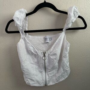 Princess Polly White Zippered Tank Top